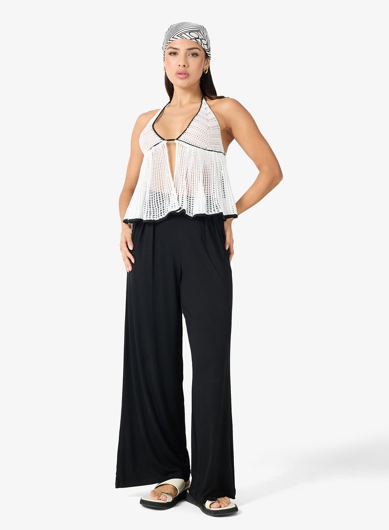 جينجر بلوزة شاطئ كروشيه بياقة هالتر - Image 4